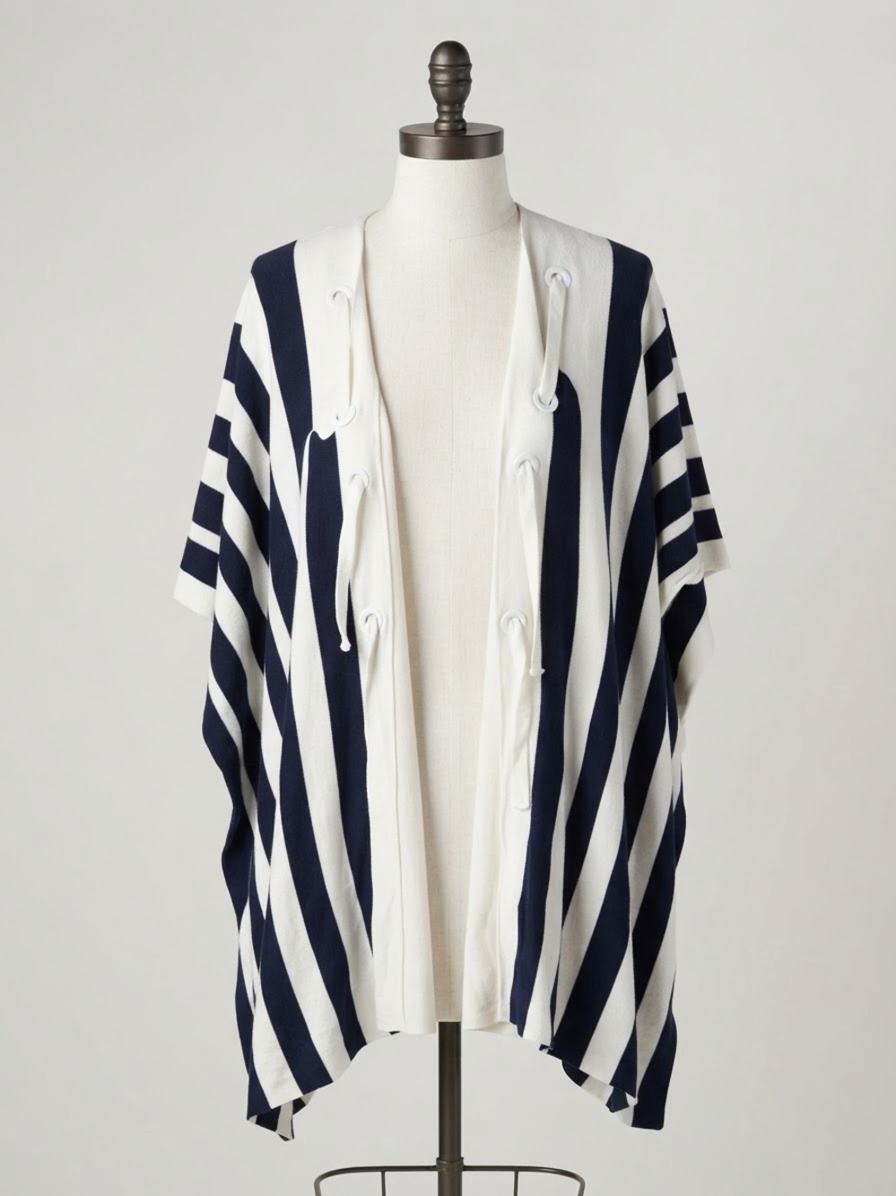 Chico’s Navy and White Nautical Grommet Ruana
